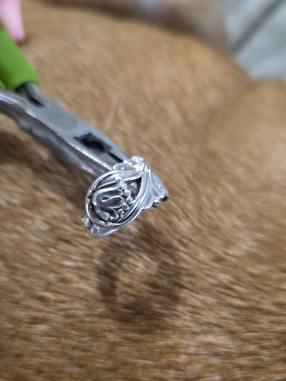 Sterling Silver Floral Scroll Spoon Ring - Silver